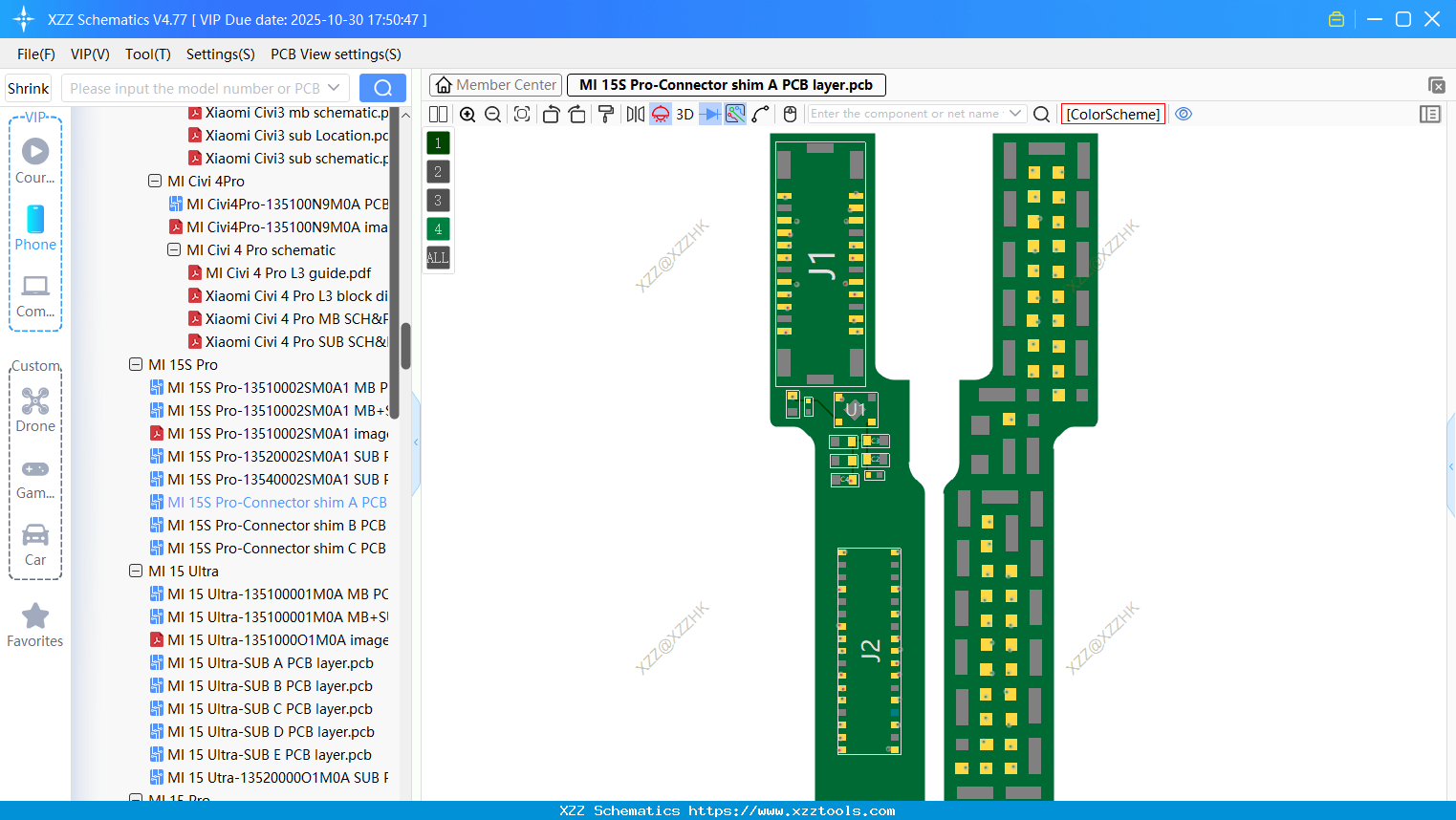 Xiaomi MI 15S Pro-Connector Shim A PCB Layer